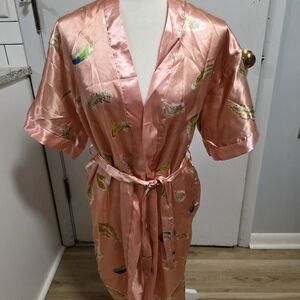 Elegant Pink Satin Robe